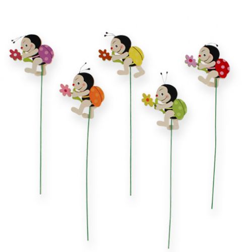 Floristik24 Houten kever op de stok diverse kleuren 7,5 cm 24 stks