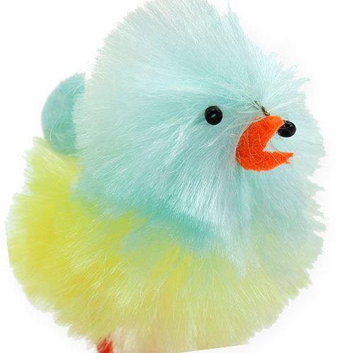 Floristik24 Chenille kuikens geel, blauw 5cm 4st