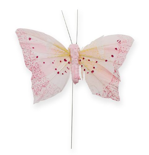 Floristik24 Decoratieve vlinder op draad pastel 8cm 12st