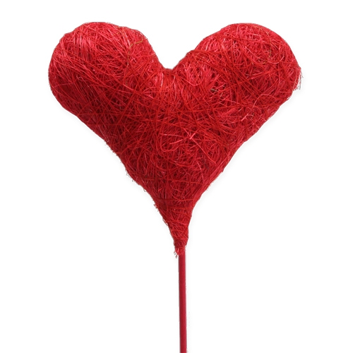 Floristik24 Bloem sisal hart rood 10cm 12st