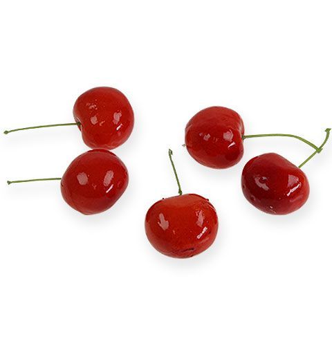 Floristik24 Decoratieve kersen rood 3cm 12st