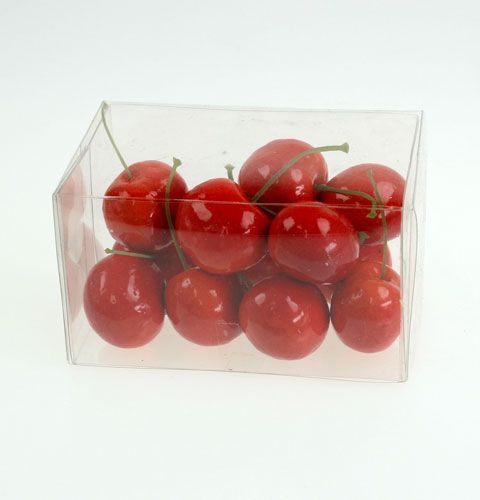 Floristik24 Decoratieve kersen rood 3cm 12st