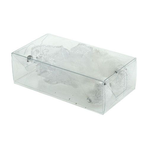 Floristik24 Decoratieve vogel op de clip met glitterwit 14cm 2st