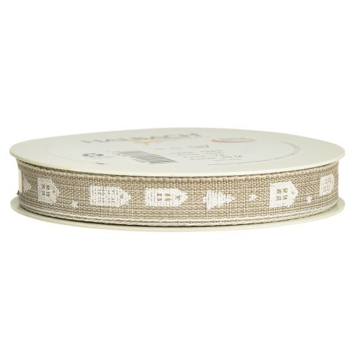 Artikel Decoratief lint voor kersthuisjes en dennenbomen beige, wit 15mm 20m