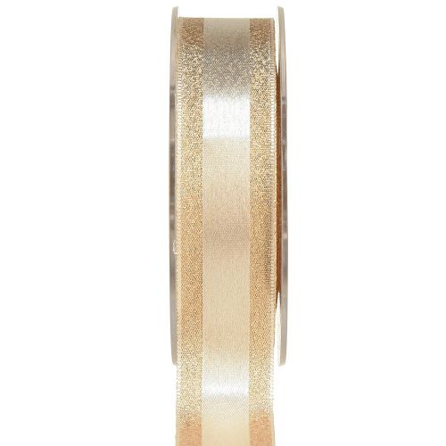 Floristik24 Decoratief lint goud met glitters en strepen cadeaulint 25mm 20m