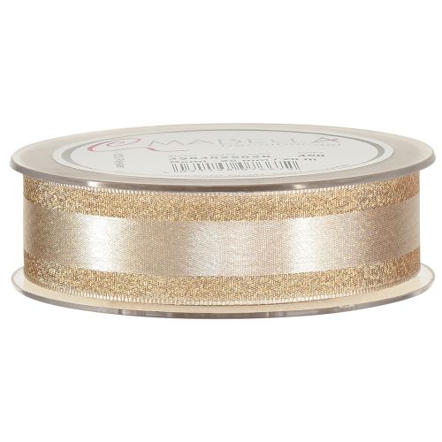 Artikel Decoratief lint goud met glitters en strepen cadeaulint 25mm 20m