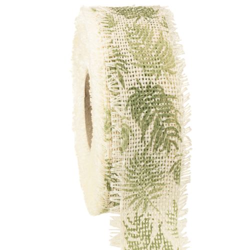 Floristik24 Decoratief lint junglebladeren katoenen lint groen 30mm 15m