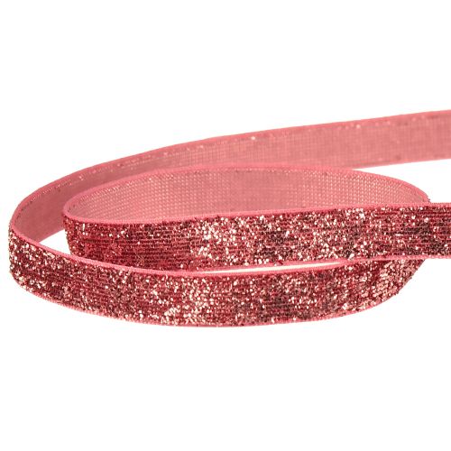 Artikel Decoratief lint roze glitterlint sieradenlint glamour B10mm L10m