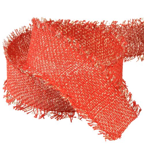 Artikel Decoratief lint rood gouden franje sieradenlint B40mm L15m