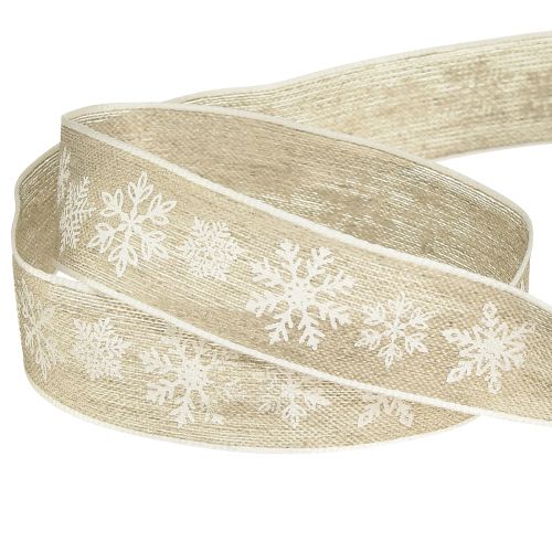 Artikel Decoratief lint Kerst sneeuwvlok grijs wit B25mm L20m