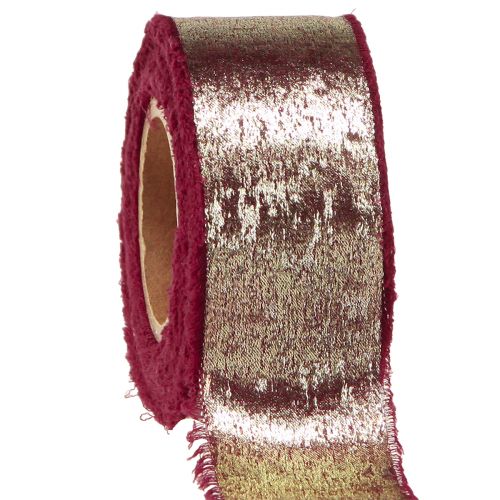 Artikel Decoratief lint Kerstversieringslint Bordeaux Goud B40mm L10m