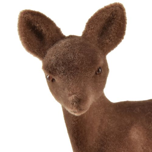 Artikel Decoratief figuur hert reebruin gevlokt bruin kerstfiguren 10,5 cm 6 st