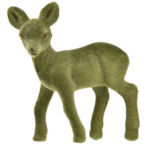 Artikel Decoratief figuur hert reekleurig gevlokt Kerstfiguren groen 10,5cm 6 st