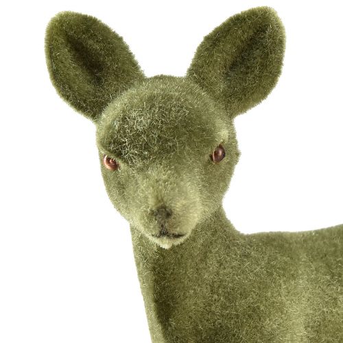 Artikel Decoratief figuur hert reekleurig gevlokt Kerstfiguren groen 10,5cm 6 st