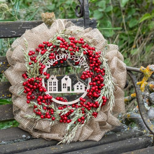 Floristik24 Decoratief Hangend Hout Goud Glitter Welkom Thuis Ø16.5cm 6 st.