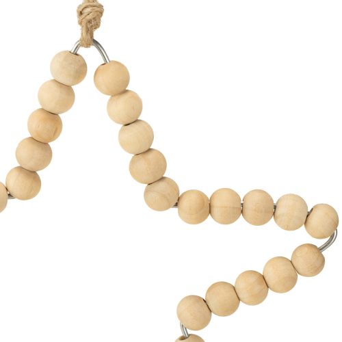 Artikel Kerstversiering: houten kralen, hart, ster, boom, 13 cm hoog, 6 stuks