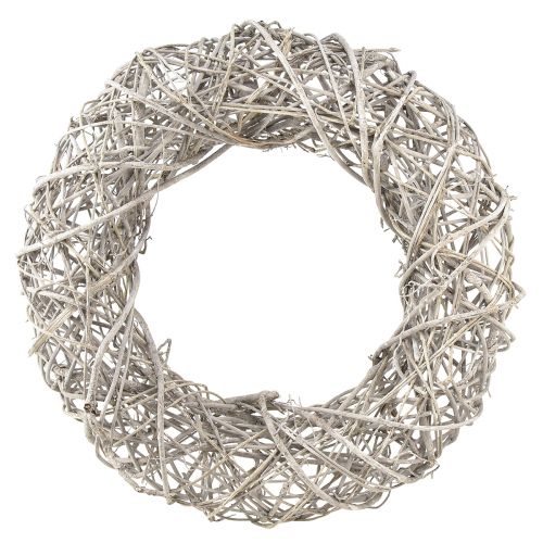 Floristik24 Decoratieve krans houtdecoratie rotan naturel wit Ø40cm H9,5cm