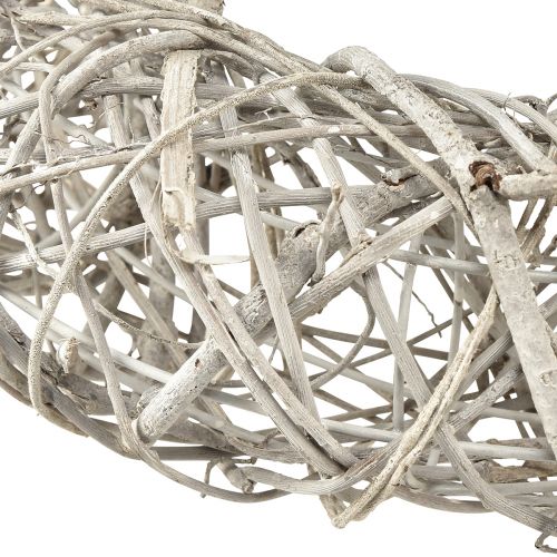 Floristik24 Decoratieve krans houtdecoratie rotan naturel wit Ø40cm H9,5cm