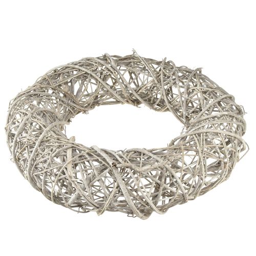 Floristik24 Decoratieve krans houtdecoratie rotan naturel wit Ø40cm H9,5cm