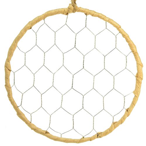 Decoratieve ring van metaal Raffia om op te hangen Ø20cm 4st