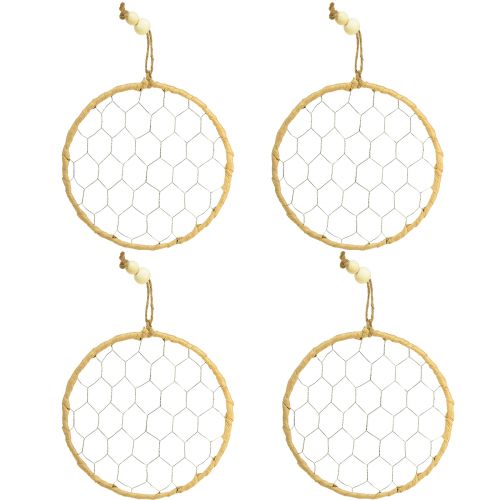 Artikel Decoratieve ring van metaal Raffia om op te hangen Ø20cm 4st