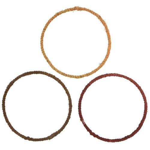 Floristik24 Decoratieve ring gekleurde ring jute lus geel oker bruin Ø20cm 9st
