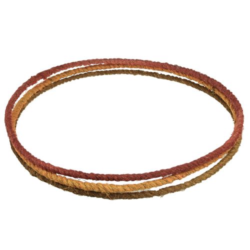 Artikel Decoratieve ring gekleurde ring met jute geel oker bruin Ø30cm 3st