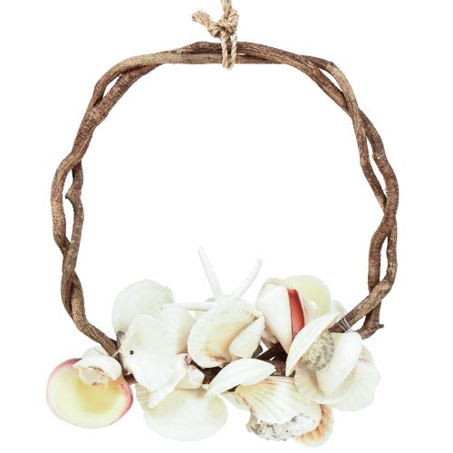 Artikel Maritieme decoratieve ring met zeeslakken en schelpen - naturel wit, Ø 25 cm - perfect voor kustgeïnspireerde decoratie
