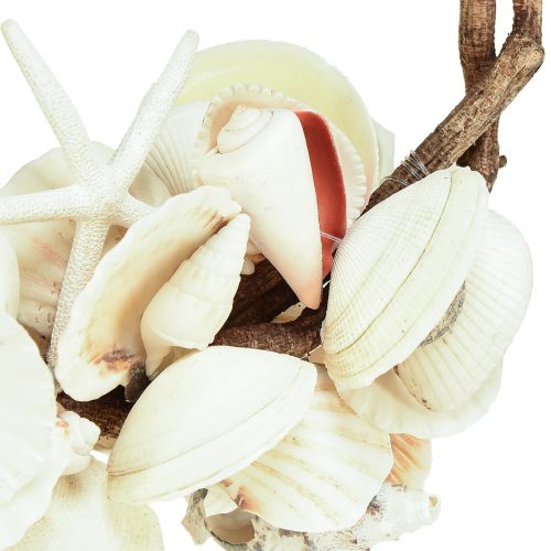 Artikel Maritieme decoratieve ring met zeeslakken en schelpen - naturel wit, Ø 25 cm - perfect voor kustgeïnspireerde decoratie