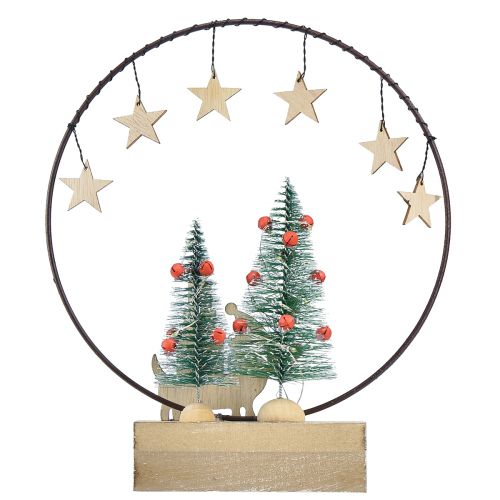 Artikel Decoratieve ring hout metaal Kerst met hond Ø21cm H25cm