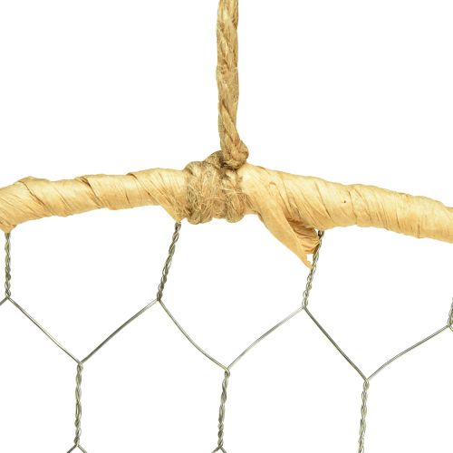 Artikel Decoratieve ring metaal hangdecoratie Raffia zilver naturel Ø38cm 4 st