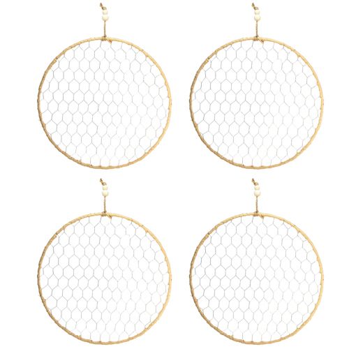 Artikel Decoratieve ring metaal hangdecoratie Raffia zilver naturel Ø38cm 4 st
