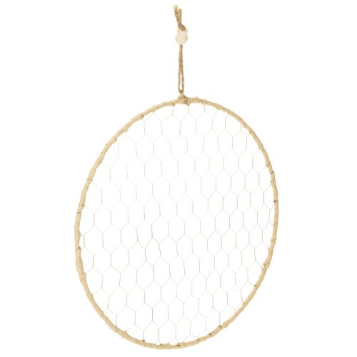 Floristik24 Decoratieve metalen ring Ø38cm, hangende decoratie, raffia, zilver, naturel, boho wanddecoratie, veelzijdige decoratie, 4 stuks