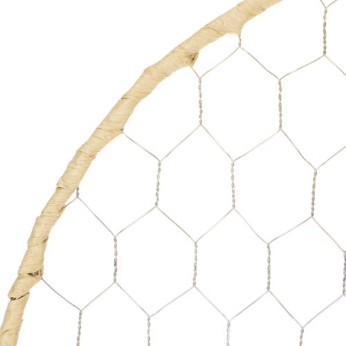 Artikel Decoratieve metalen ring Ø38cm, hangende decoratie, raffia, zilver, naturel, boho wanddecoratie, veelzijdige decoratie, 4 stuks