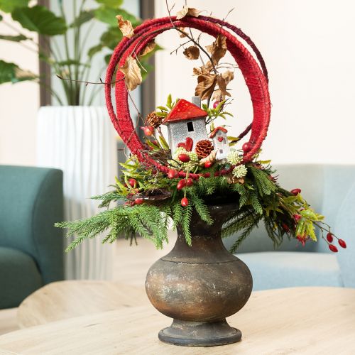Artikel Decoratieve ring jute decoratielus rood donkerrood Ø30cm 4st