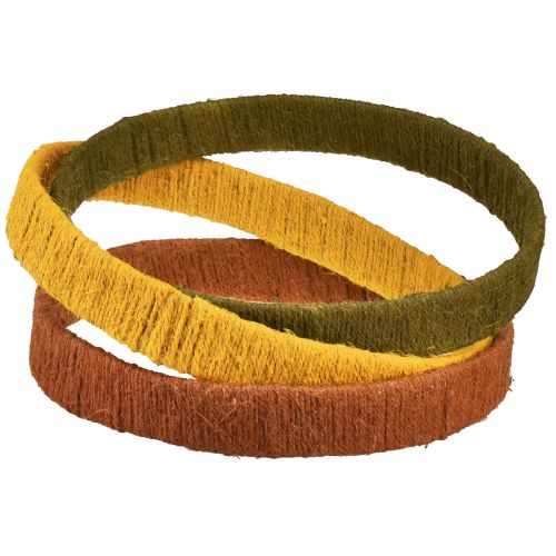 Decoratieve ring jute lus geel oker bruin 4cm Ø30cm 3st