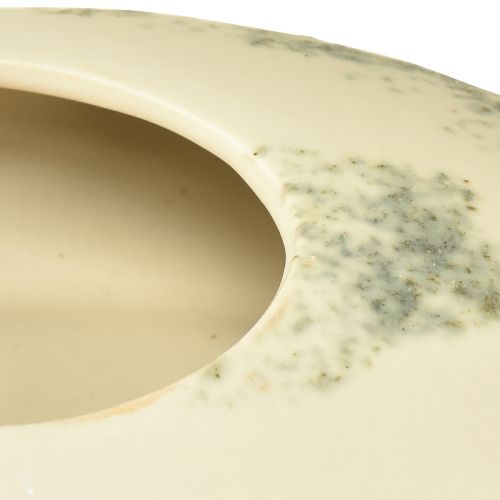 Artikel Decoratieve kom ovale platte keramiek kom crème grijsgroen 19×14×5cm
