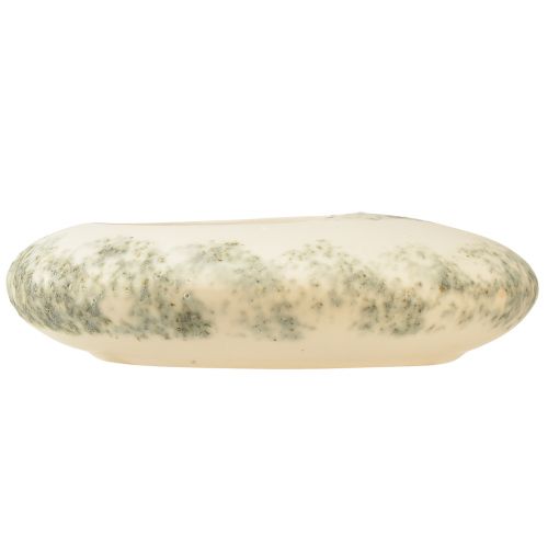 Artikel Decoratieve kom ovale platte keramiek kom crème grijsgroen 19×14×5cm