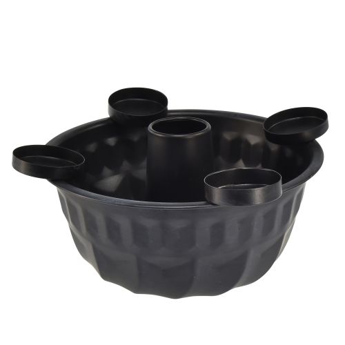 Artikel Decoratieve metalen schaal in zwart – Gugelhupf-design, 26 cm – stijlvolle theelichthouder voor een gezellige sfeer