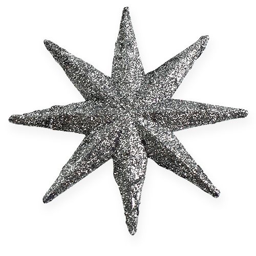 Floristik24 Glitterster zilver 10cm 12st