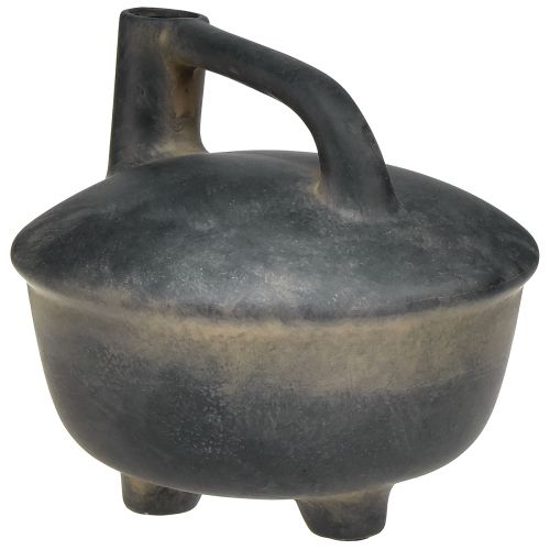 Artikel Decoratieve vaas kan keramiek antiek look antraciet beige 18cm