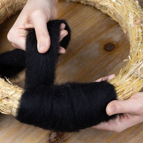 Artikel Decoratief wollen koord, viltwol voor creatieve knutselprojecten en bloemschikken, 2 meter, zwart