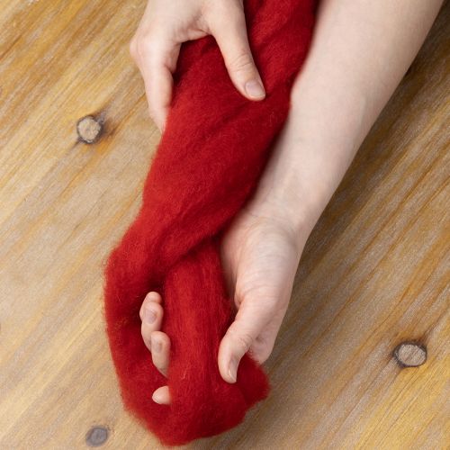 Artikel Wollen koord, decoratieve wol, rood, 2 meter viltwol voor bloemschikken, decoratie en knutselwerk.