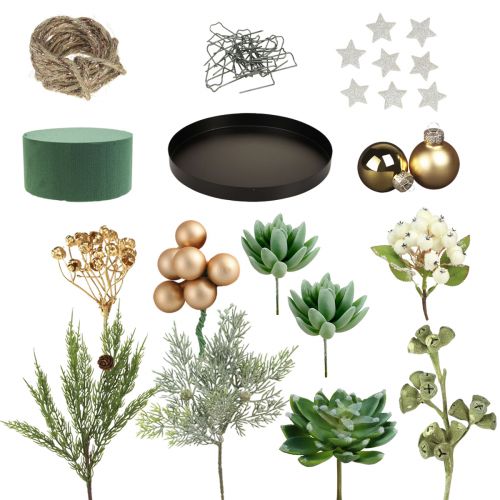 Artikel DIY-doos Kerstdecoratie met sappig arrangement Ø20cm