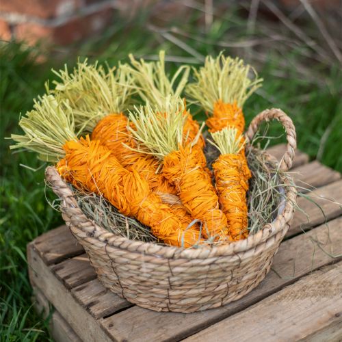 Floristik24 DIY box Paasdecoratie wortelen in een mandje raffia tafeldecoratie Pasen