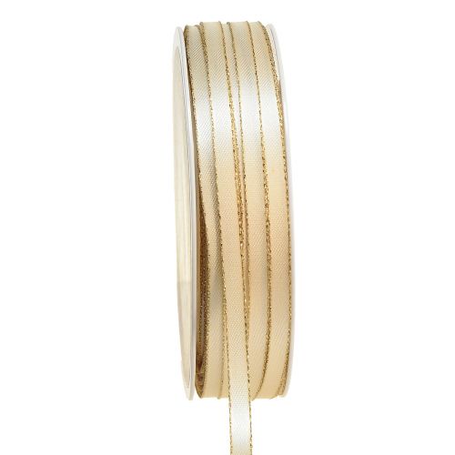 Floristik24 Dubbel satijnen lint sieradenlint in crème goud B6mm L50m