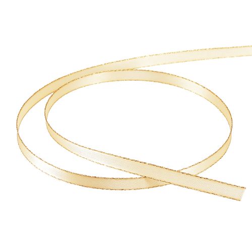 Floristik24 Dubbel satijnen lint sieradenlint in crème goud B6mm L50m