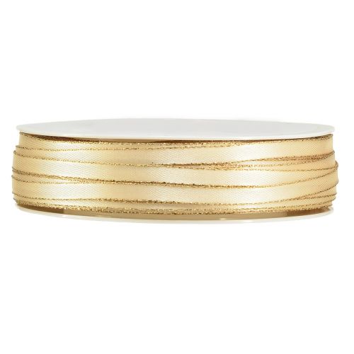 Floristik24 Dubbel satijnen lint sieradenlint in crème goud B6mm L50m