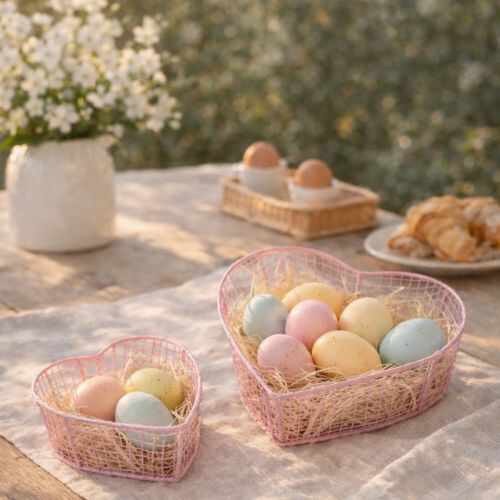 Artikel Draadmandjes, hartvormig, voor decoratie en opbergen, 20 cm, set van 4