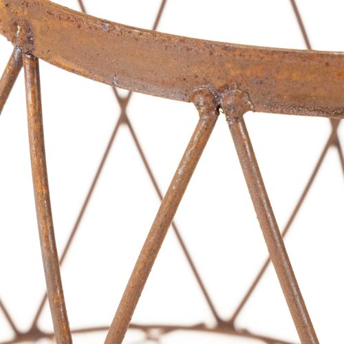 Artikel Ovale draadmand met handvat, tuindecoratie, roestkleurige afwerking, 30/25 cm, set van 2